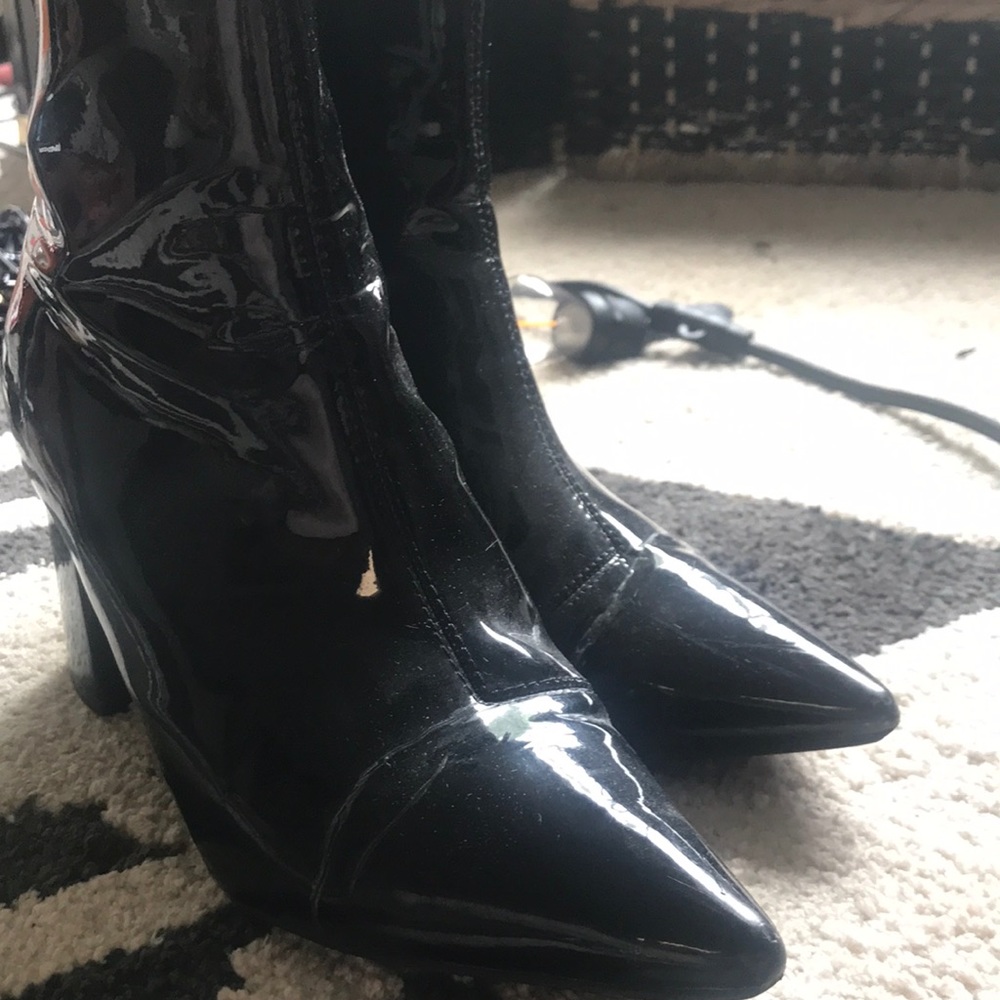 Pointed PU Leather Boots